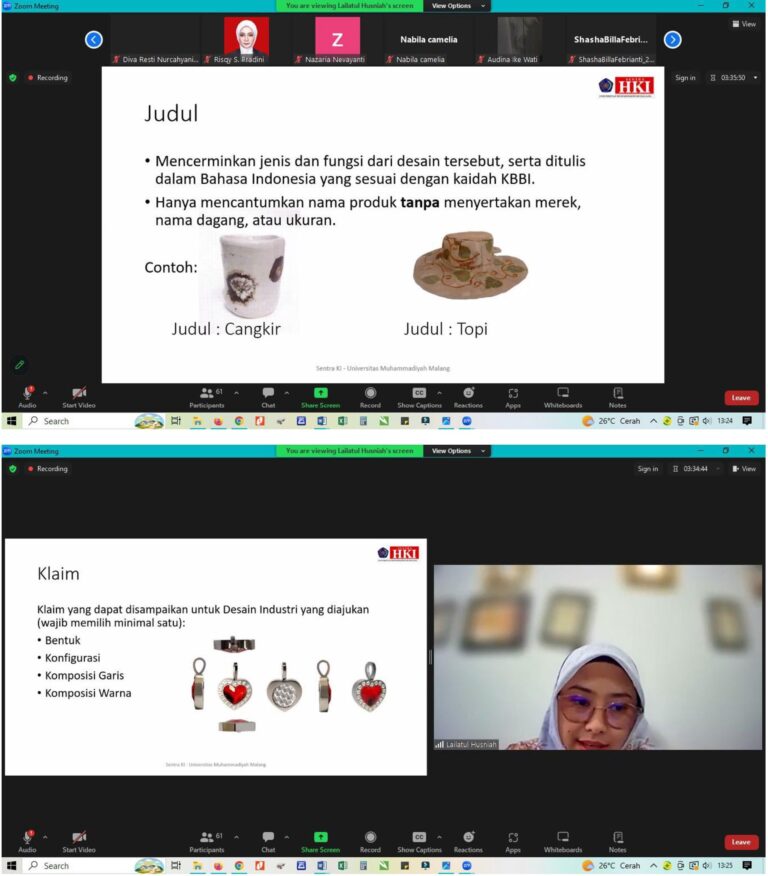Sentra HKI UMM  sebagai Narasumber Webinar Desain Industri pada rangkaian acara Dies Natalis ITSK Soepraoen